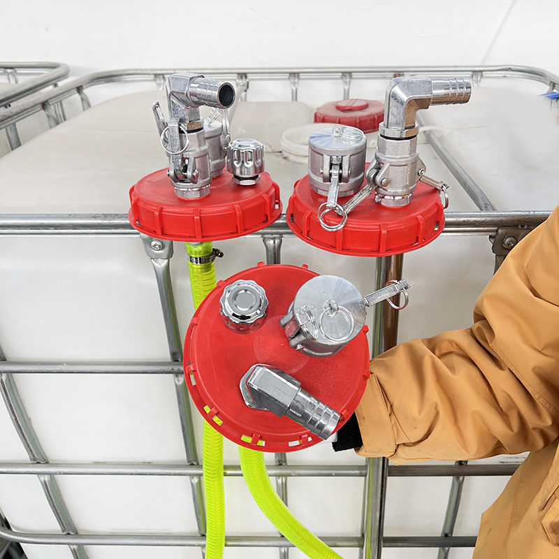 升级款红色吨桶盖带加油口吨桶盖360度旋转接头吨桶盖