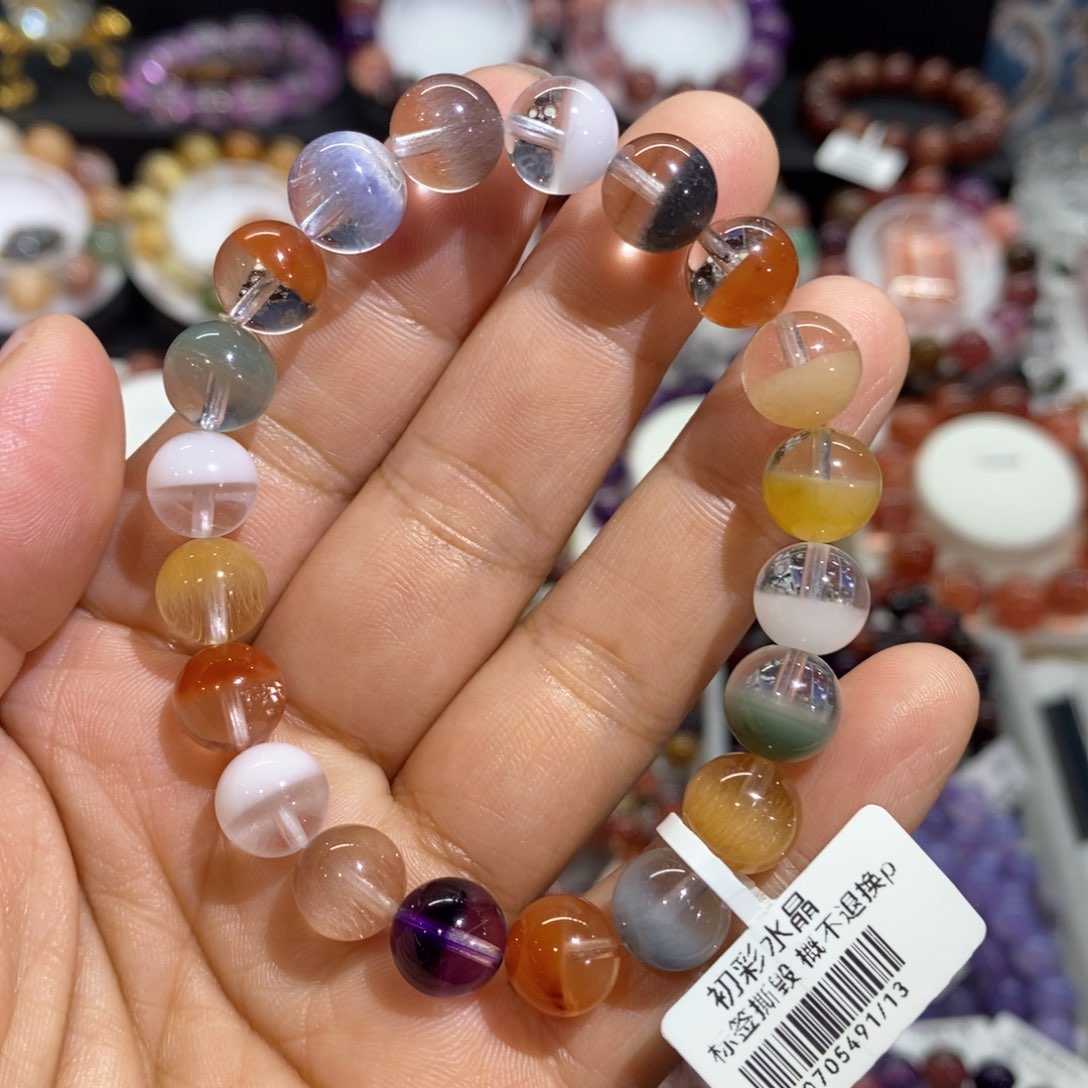 水晶手串未镶嵌彩兔毛聚宝盆9➕