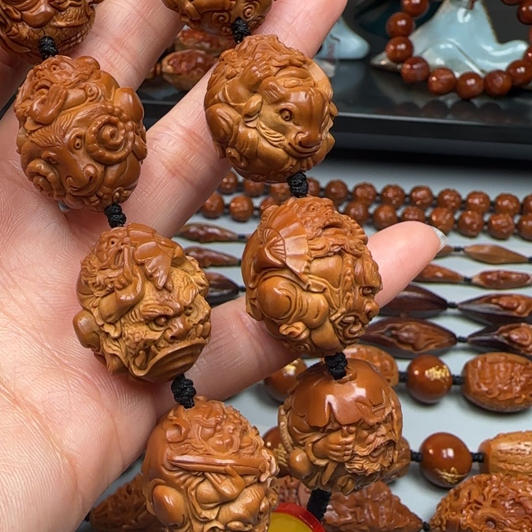 橄榄核手串/手链2.4尺寸骑兽钟馗手串
