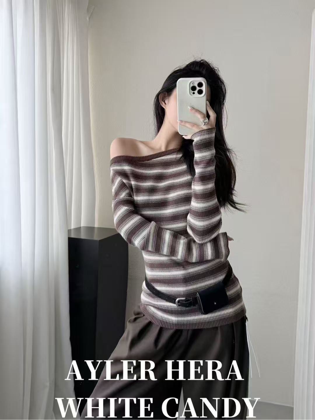 米古古 HERA# 68130-福 松弛感气质百搭修身上衣（衣长64）配飘带