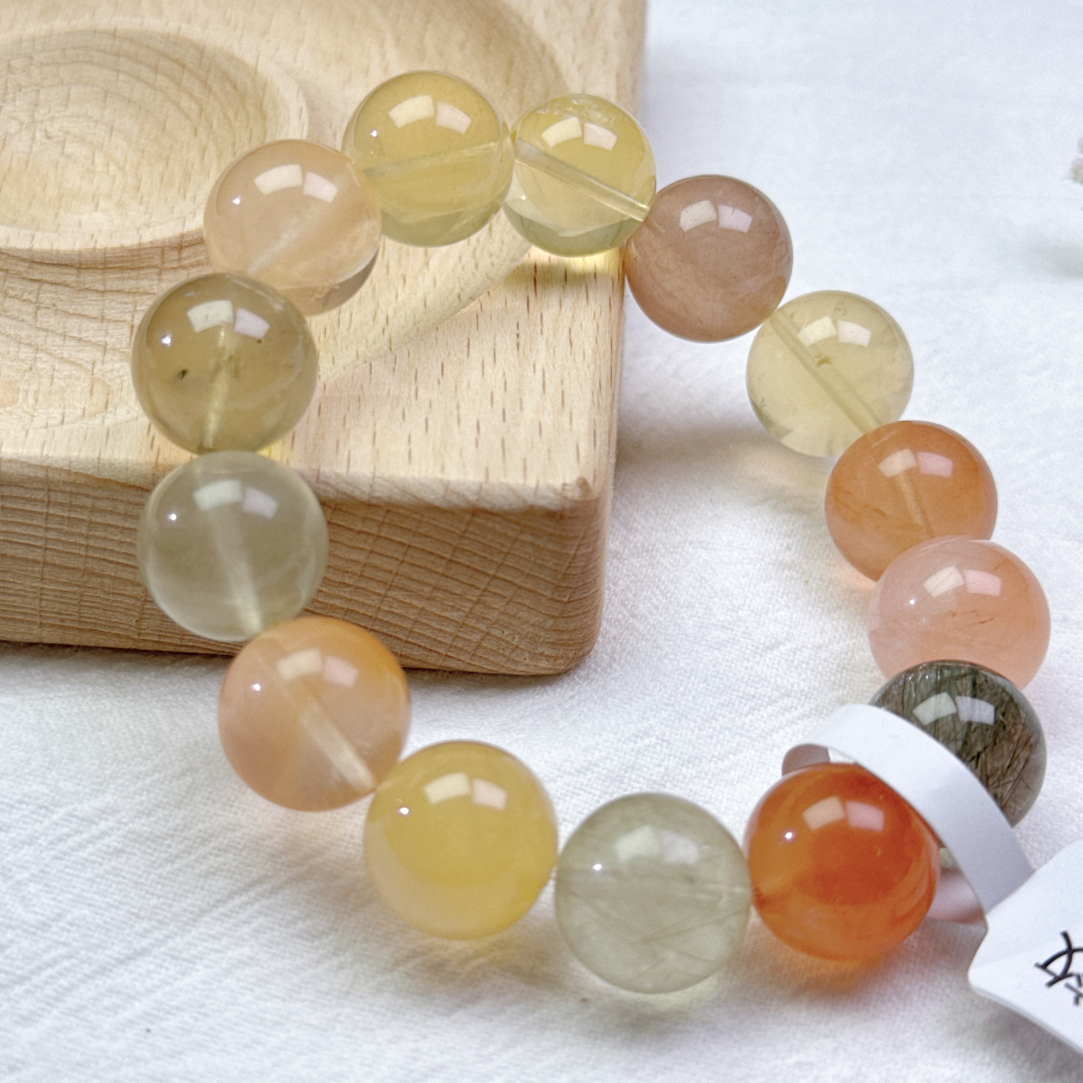 琳琅阁 天然水晶糖果色兔毛手串男女同款