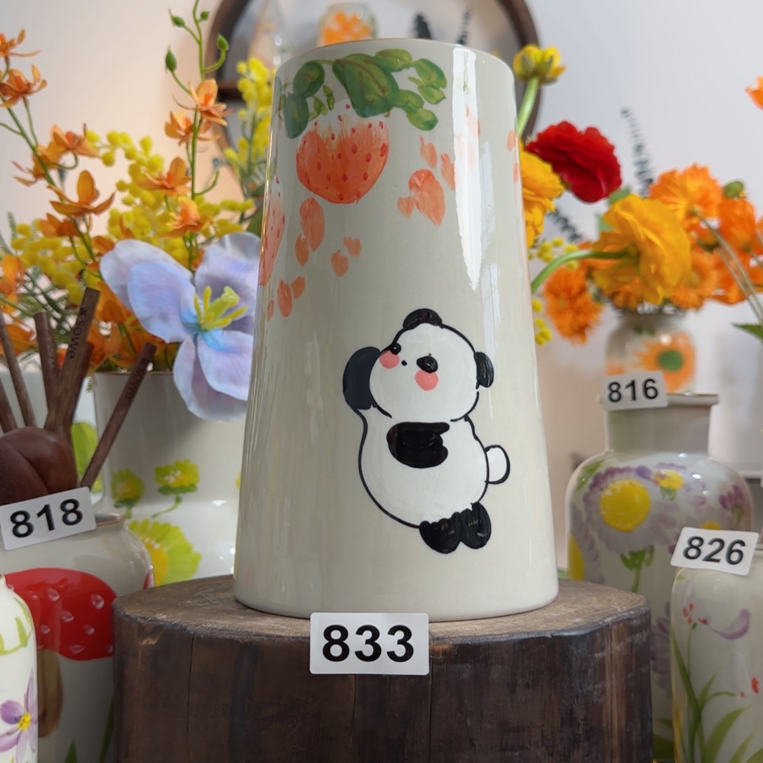 摆件景德镇陶瓷手绘小花瓶摆件无孔