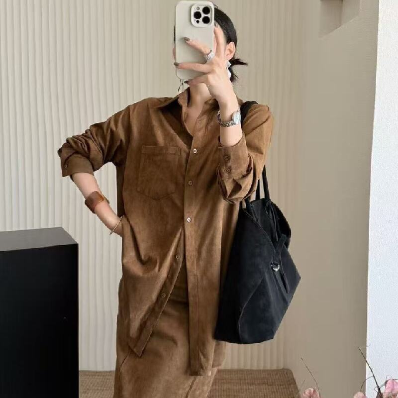 米古古 HERA#88031-#福 韩系宽松松弛感通勤百搭衬衫 （衣长75）