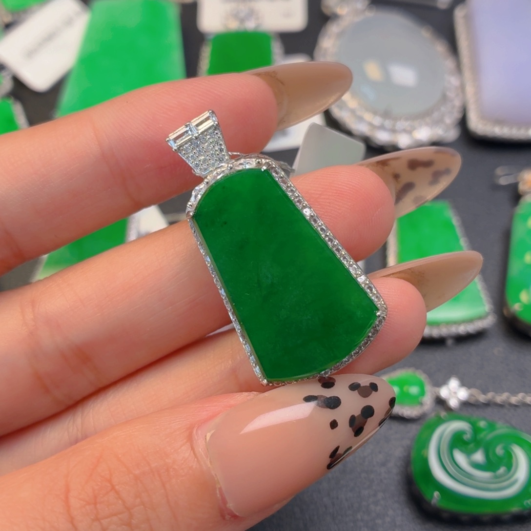 翡翠银S925镶嵌颈饰