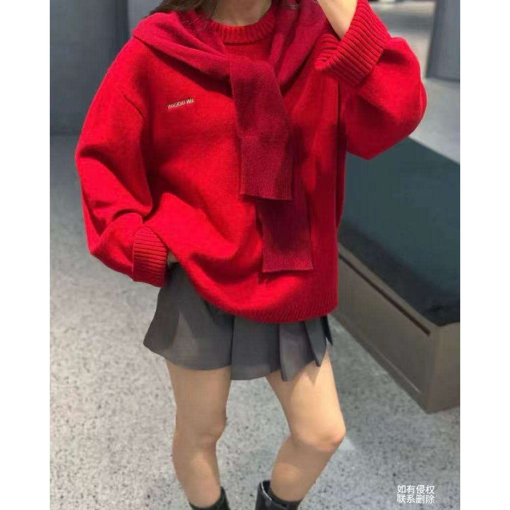 『朱小姐』2025新款假两件连帽披肩松弛感毛衫 G710