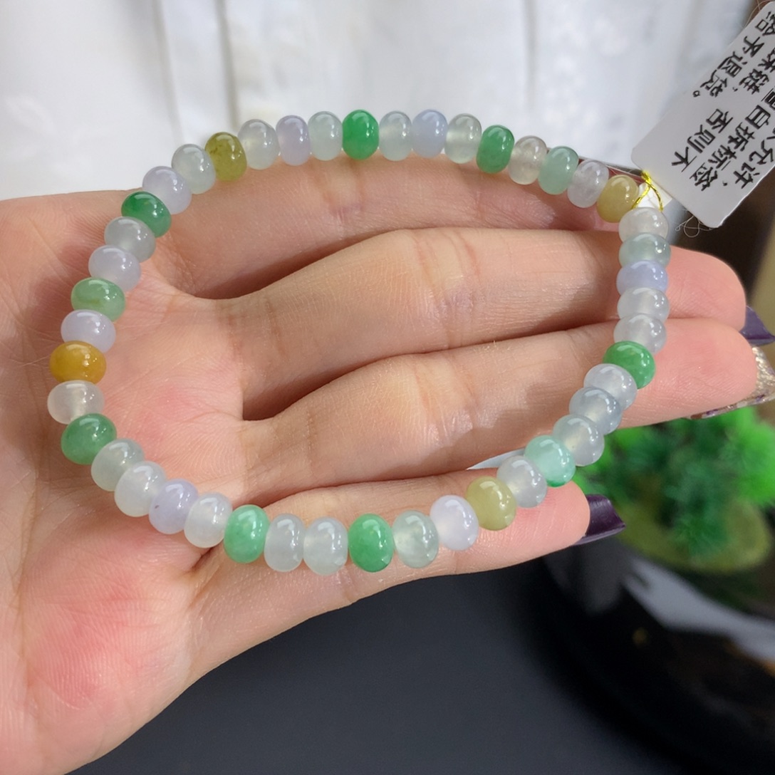 未镶嵌手链翡翠卡5.8冰胶多宝鼓珠手串