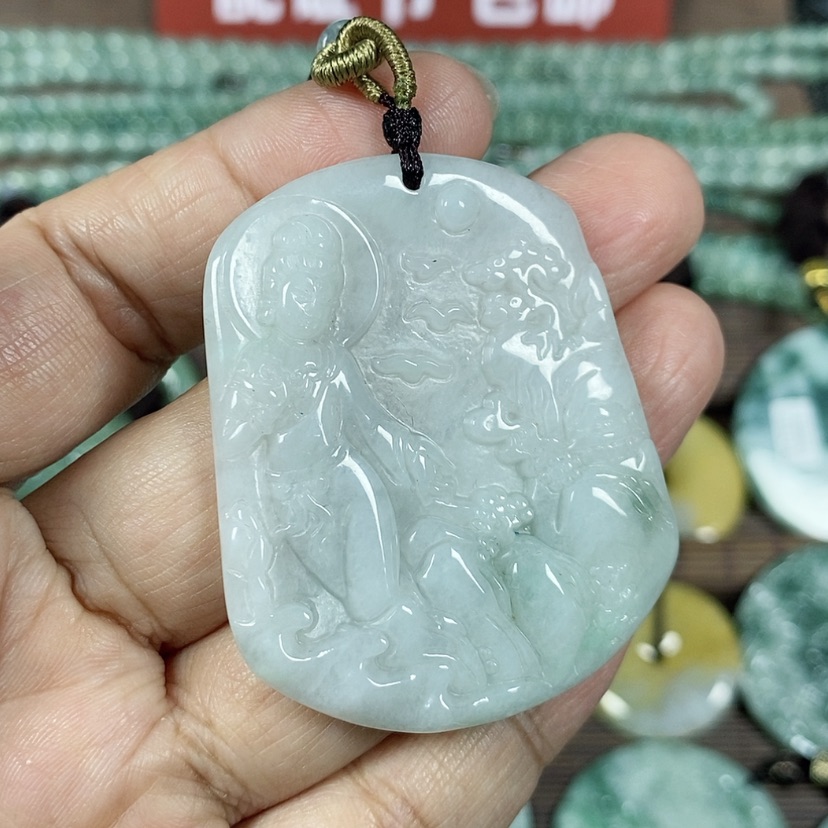 【闪购商品】翡翠颈饰未镶嵌玉吊坠翡翠玉山水自在观音