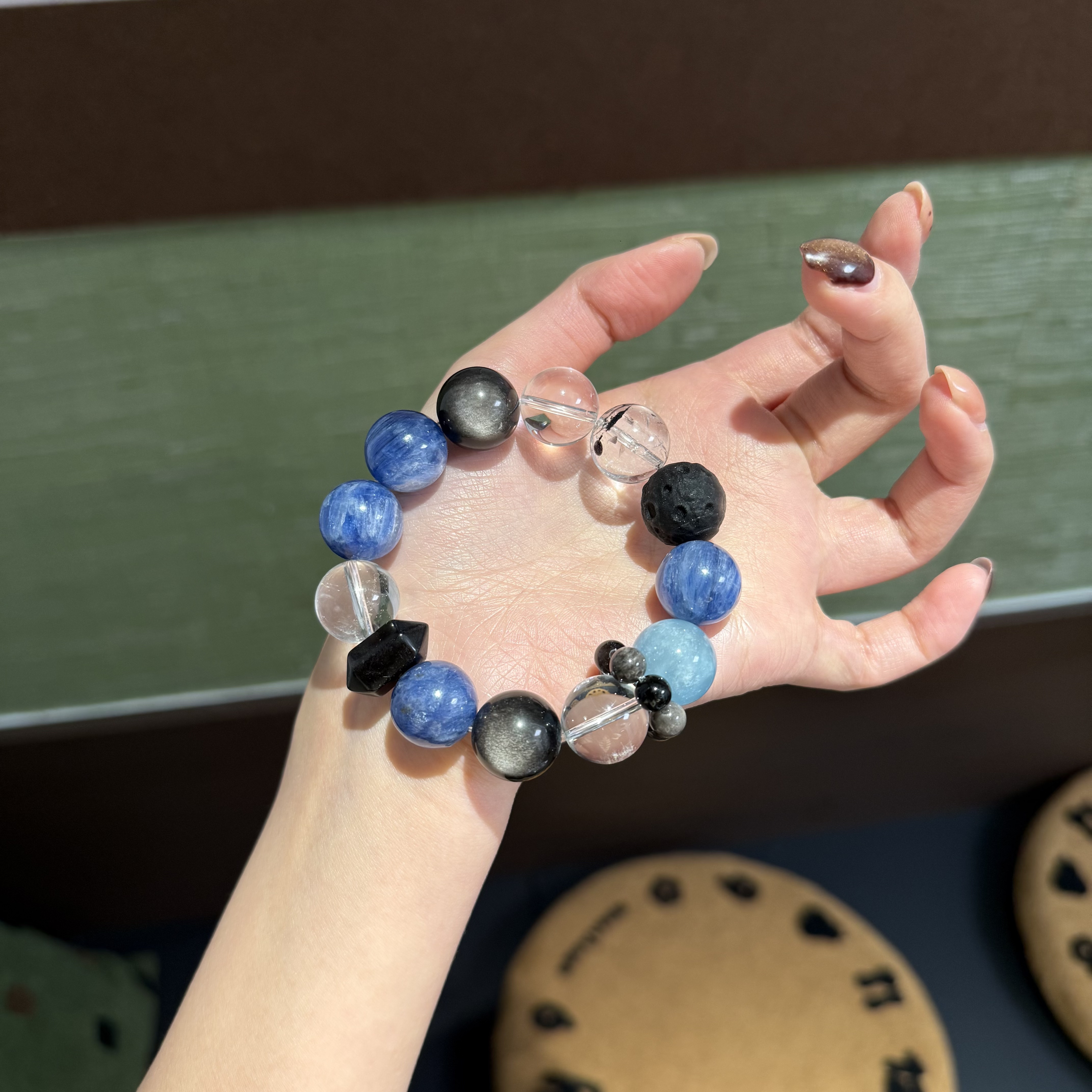 F*深海星陨*银曜白水黑闪灵多宝手串 多样性发其一