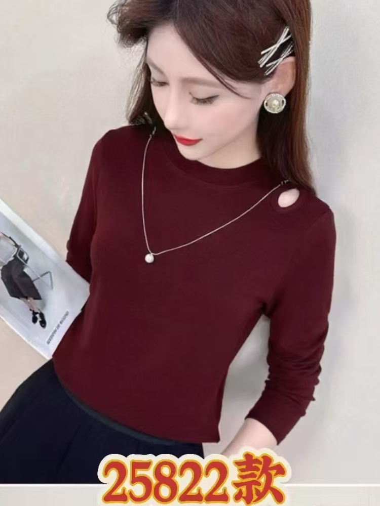 25822【衣长57】时尚打底衫女2025秋冬新款洋气显瘦T恤【A3】
