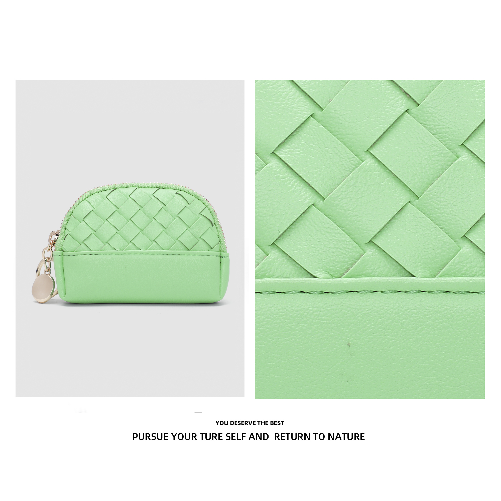 Discover Revive编织零钱包迷你拉链小包B740-海妖绿