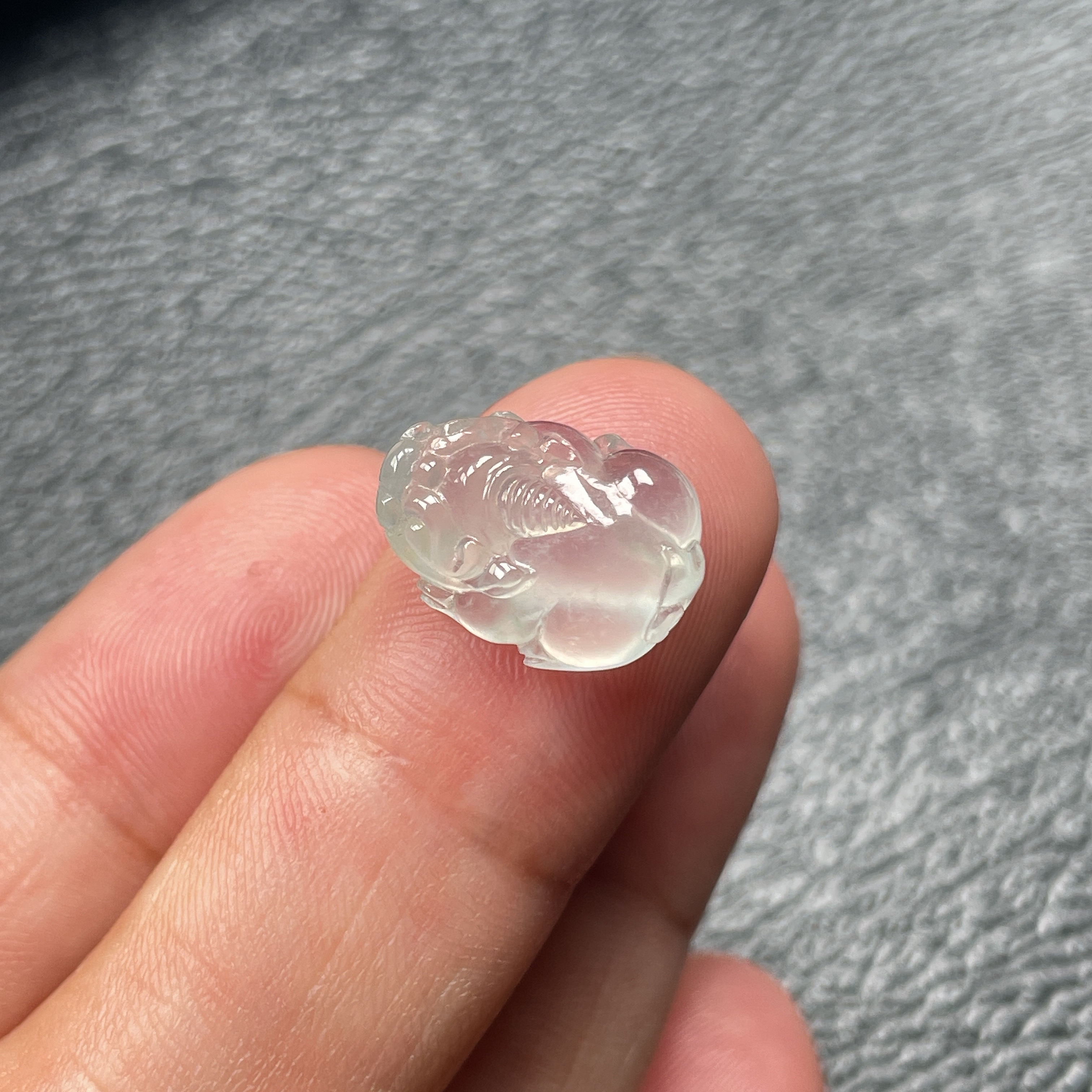 新店福利天然缅甸A货翡翠高冰貔貅戒面，14.4-11-5.8价：3000