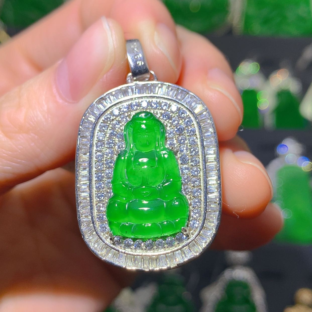 【闪购商品】翡翠吊坠(不含链)银S925镶嵌