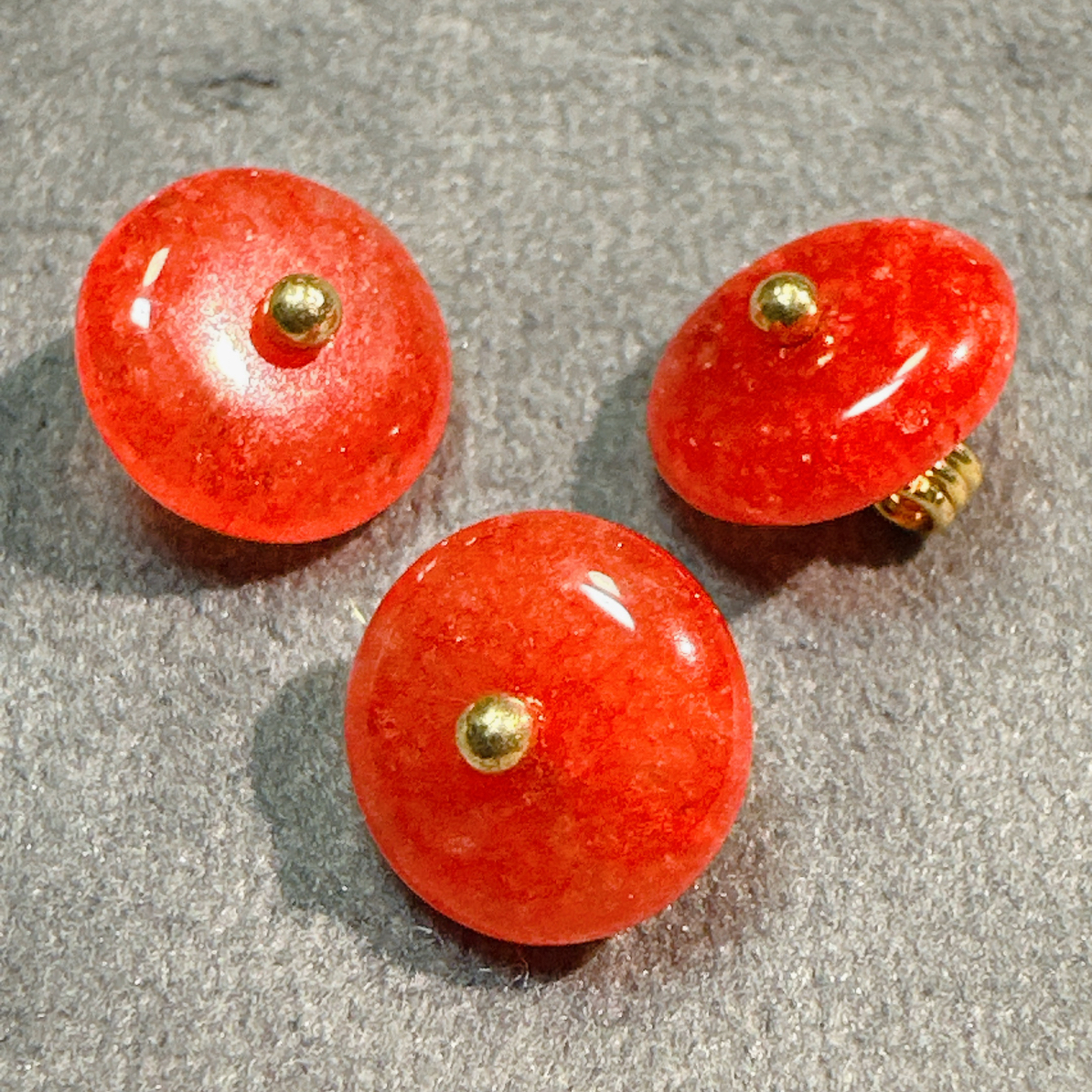 10mm新中式国风红色天然石扁珠纽扣旗袍汉服唐装服装辅料扣子