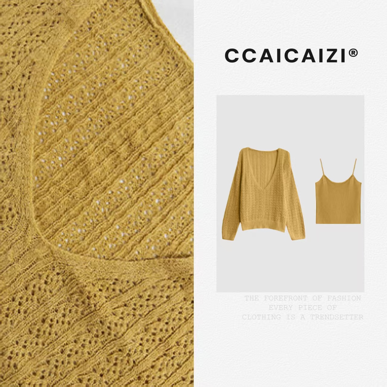 [no退no换]CCAICAI「首尔假期」针织罩衫上衣配吊带V领两件套250802