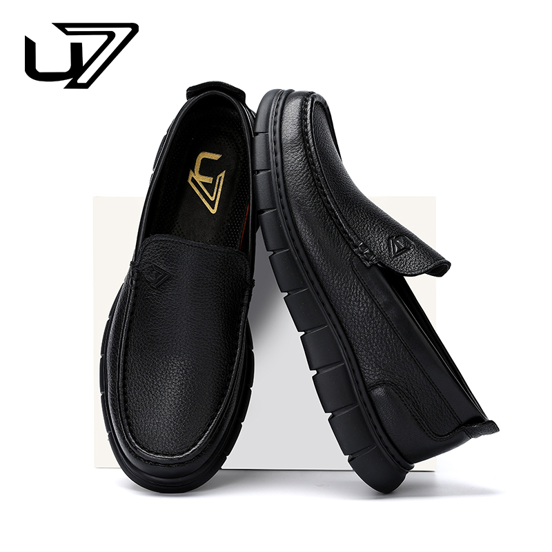 U7品牌男鞋 鹿皮 2025新款软底时尚透气百搭男士一脚蹬真皮皮鞋