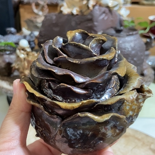 杯福利特价玫瑰花宝瓶 柴烧裸烧手作品