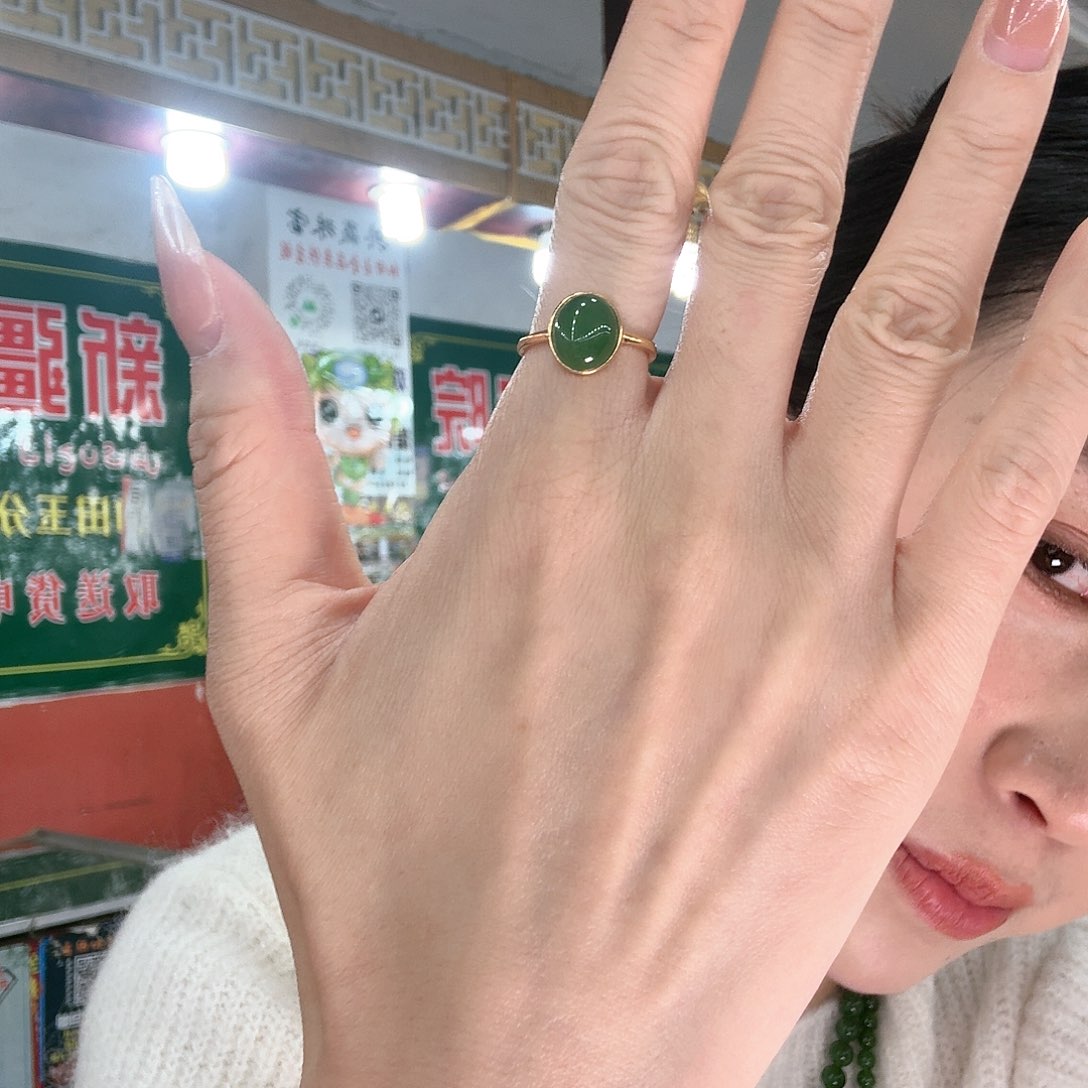 和田玉戒指银S925镶嵌