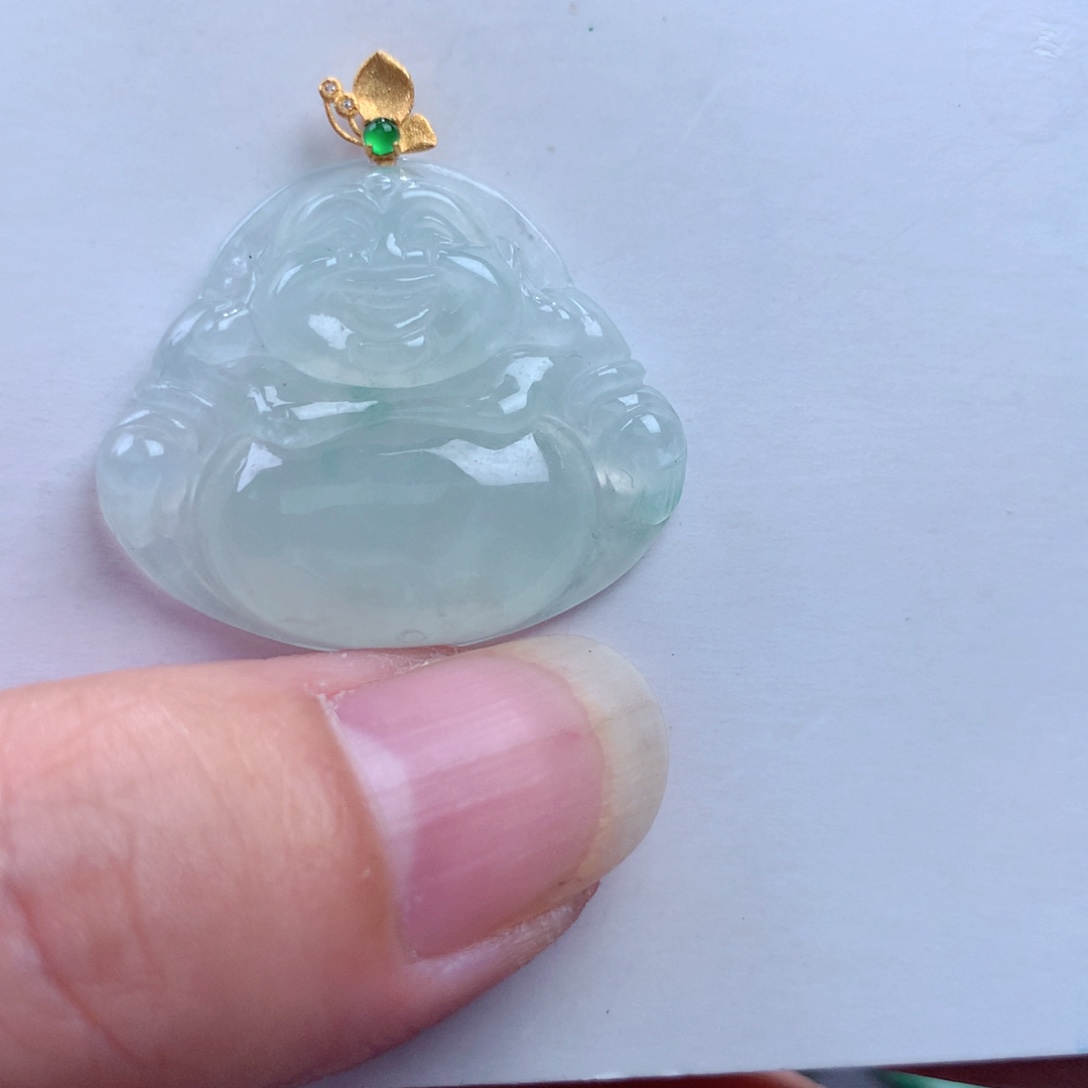 翡翠吊坠(不含链)18K金镶嵌