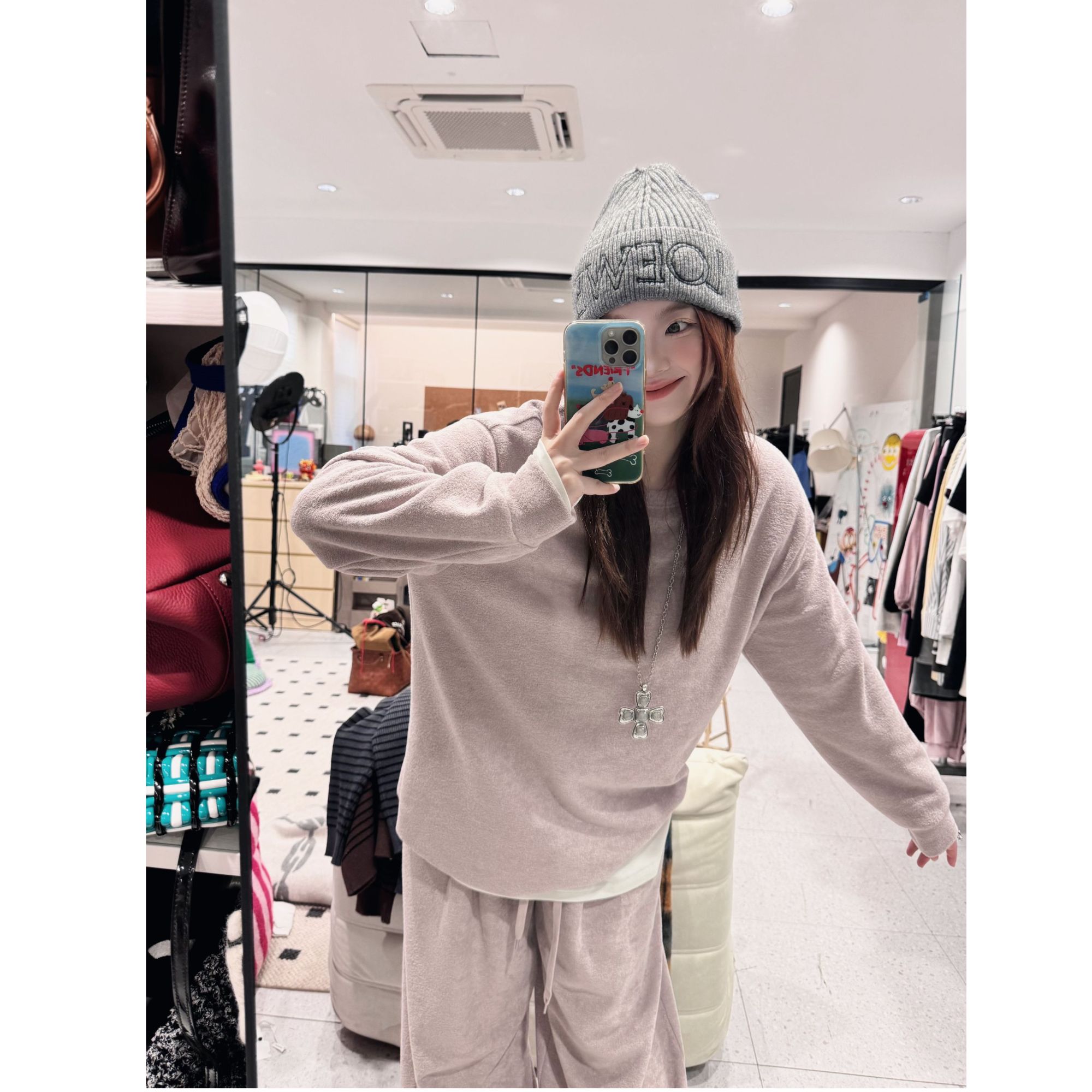 晶咕【糯叽叽套装！】糯糯感后领贴布宽松上衣+全松紧抽绳阔腿休闲裤