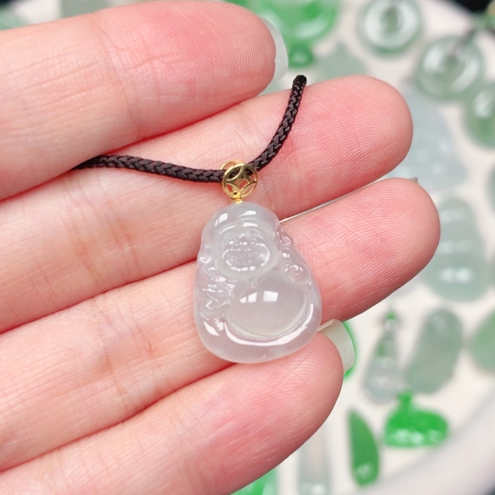 颈饰18K金镶嵌翡翠缅甸天然A货翡翠