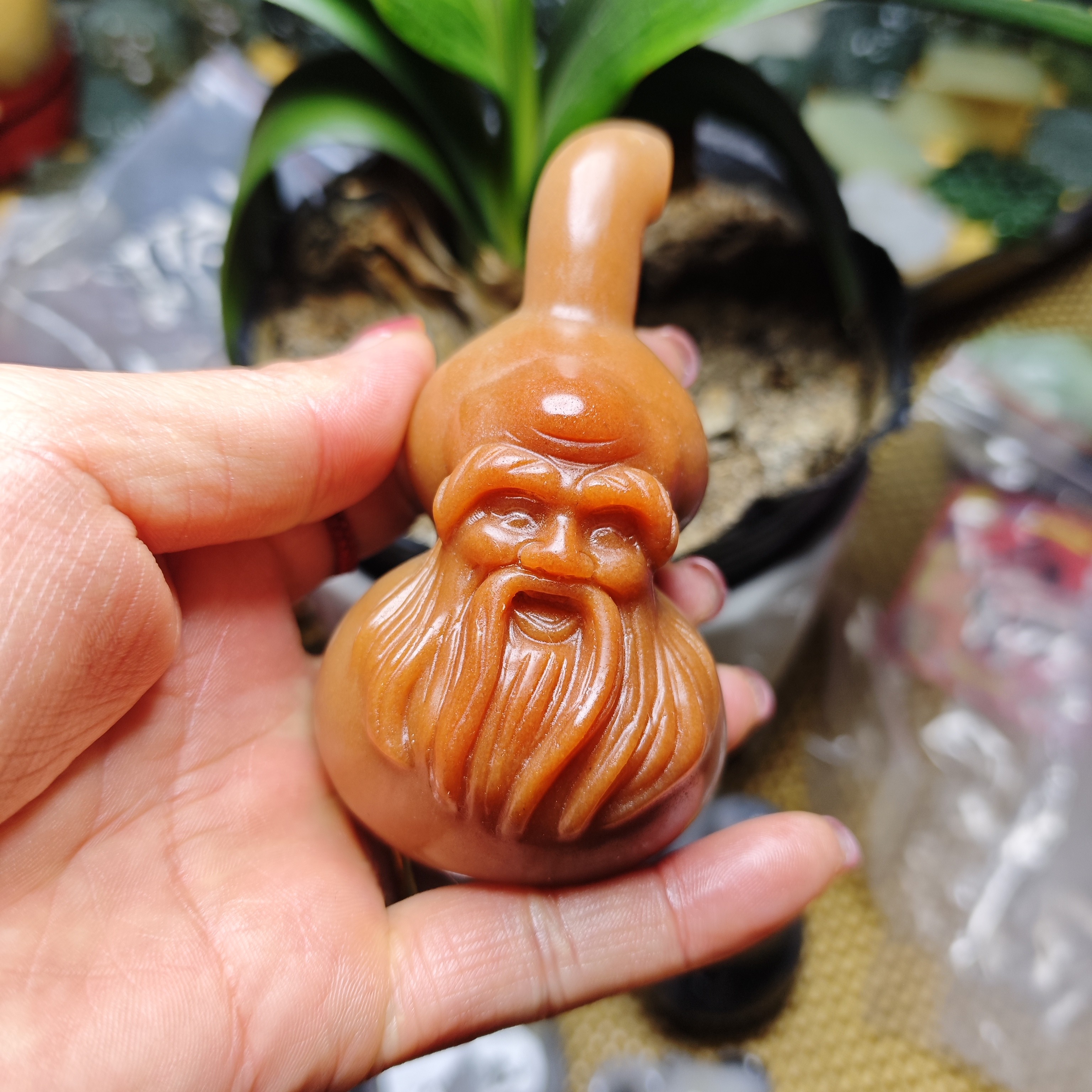 新疆北江三彩玉葫芦把件