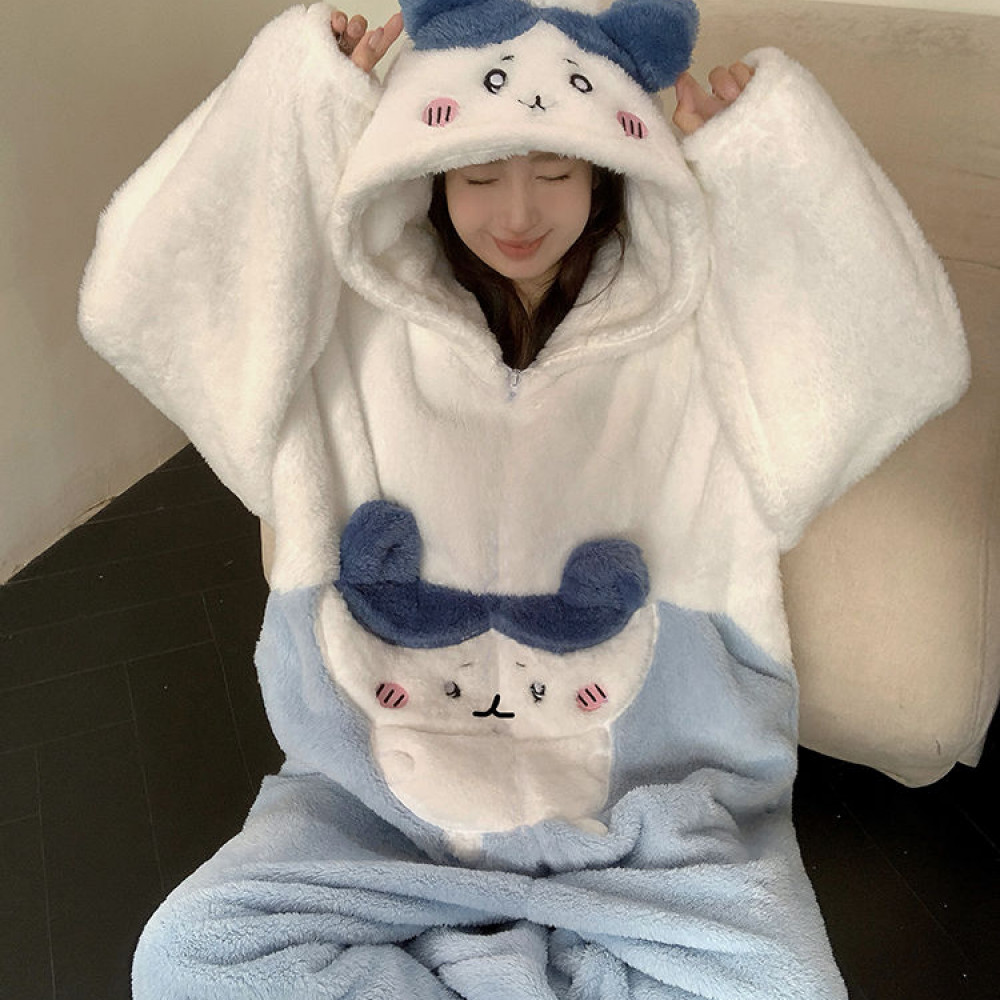 【反季清仓】小八连体睡衣女冬季珊瑚绒加厚家居服卡通宿舍外穿冬天