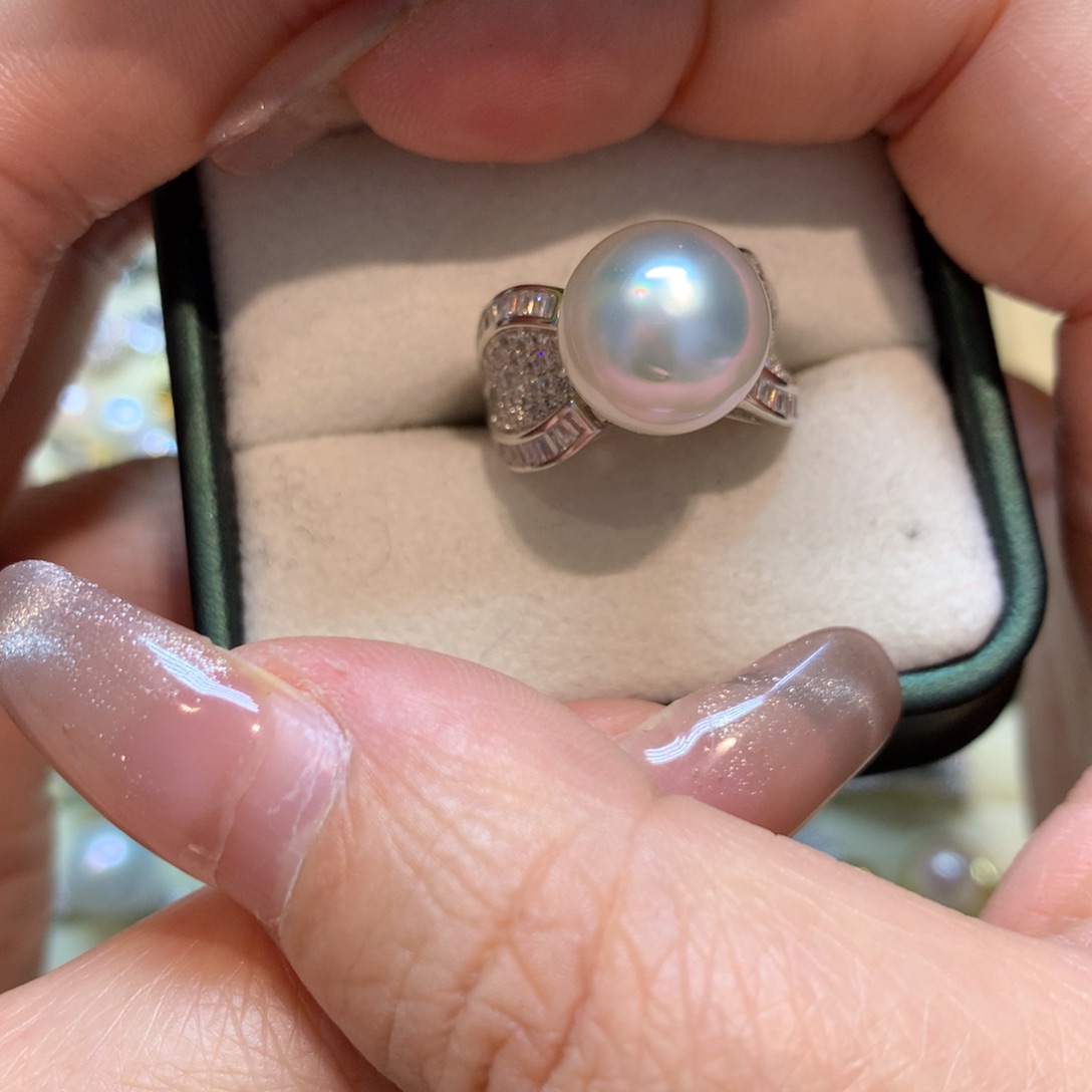 海水珍珠戒指银S925镶嵌