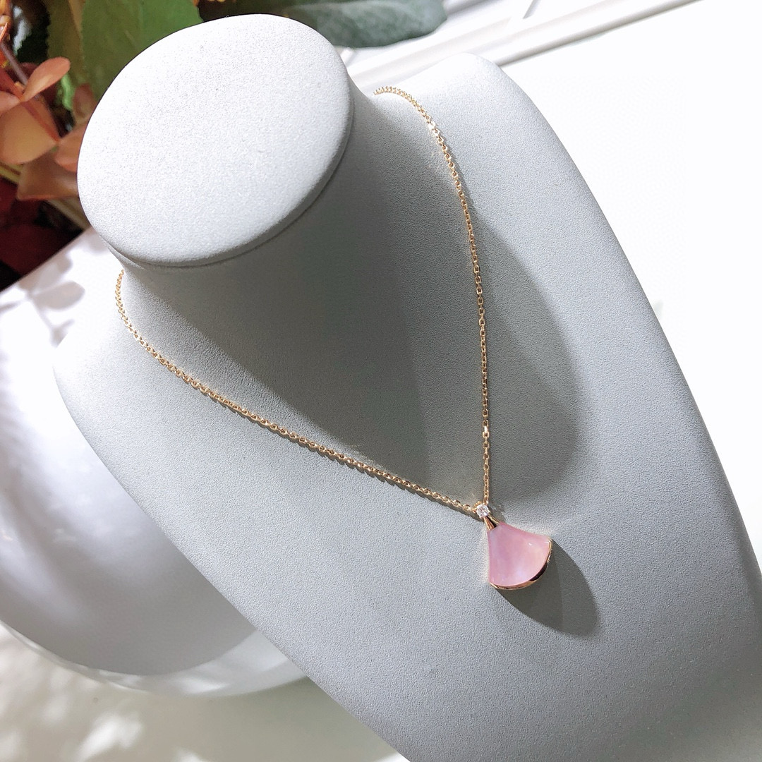 链子925银贝壳 吊坠小扇子粉贝玫瑰小众气质素款金色项链锁骨链