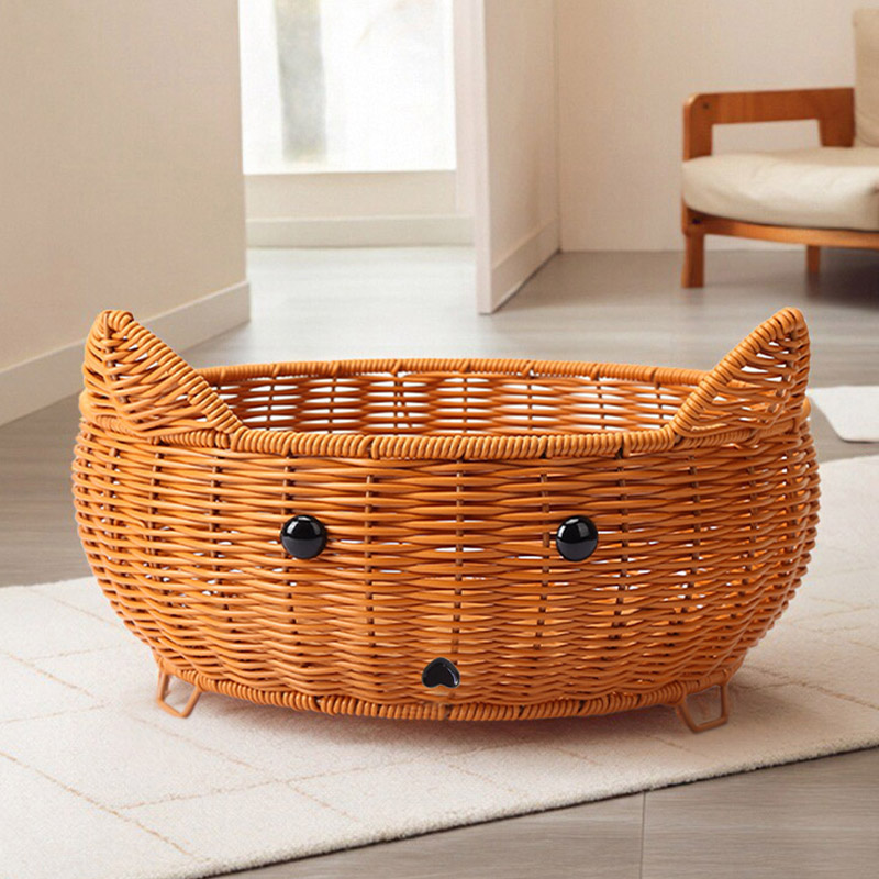 猫窝保暖藤编猫床宠物猫垫子猫咪窝四季通用可水洗狐形猫窝