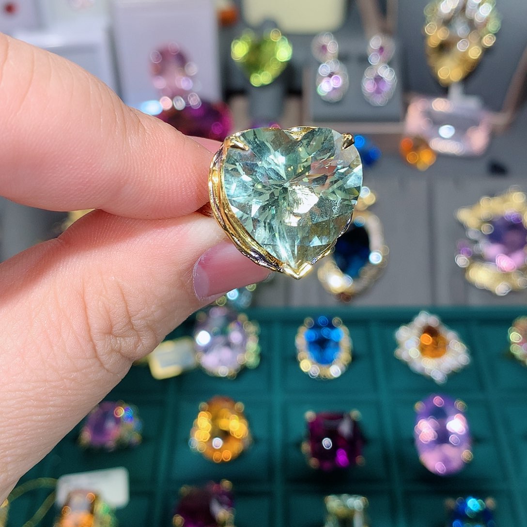 水晶戒指银S925镶嵌戒指