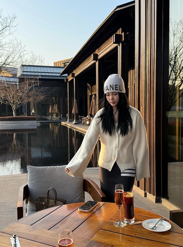 BEAUTY VENAV领长袖羊绒开衫4WL053