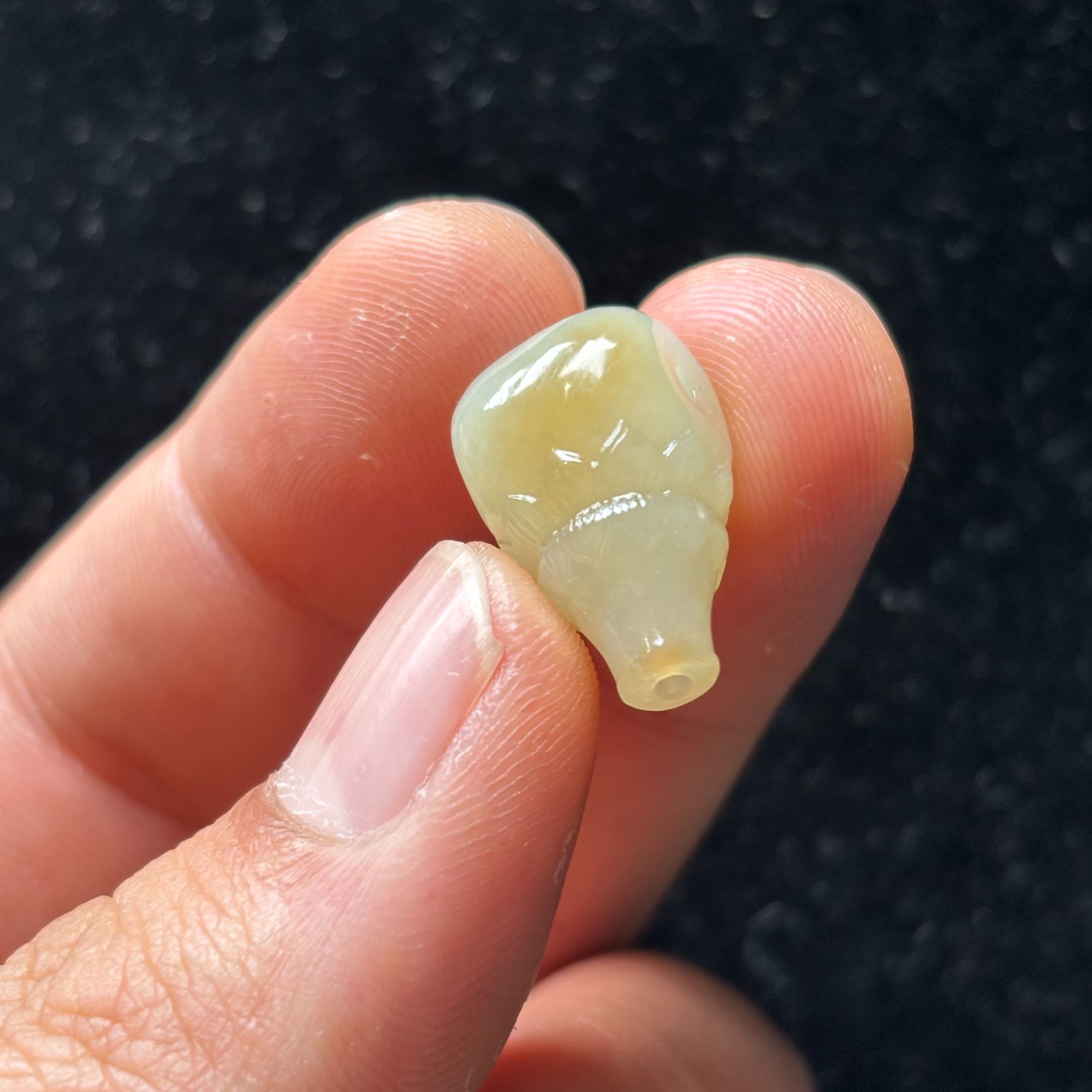  新疆和田玉一体三通佛头手工雕刻精美莲花三通顶珠DIY配饰