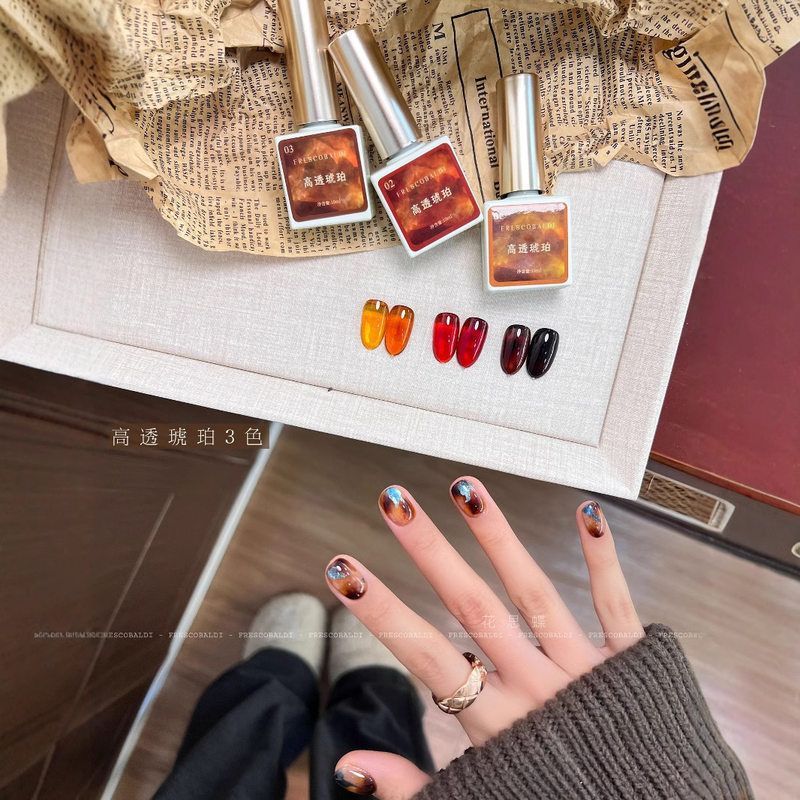 小颖美甲-高透琥珀玳瑁琥珀透色胶10ml瓶装（3色）美甲光疗甲油胶