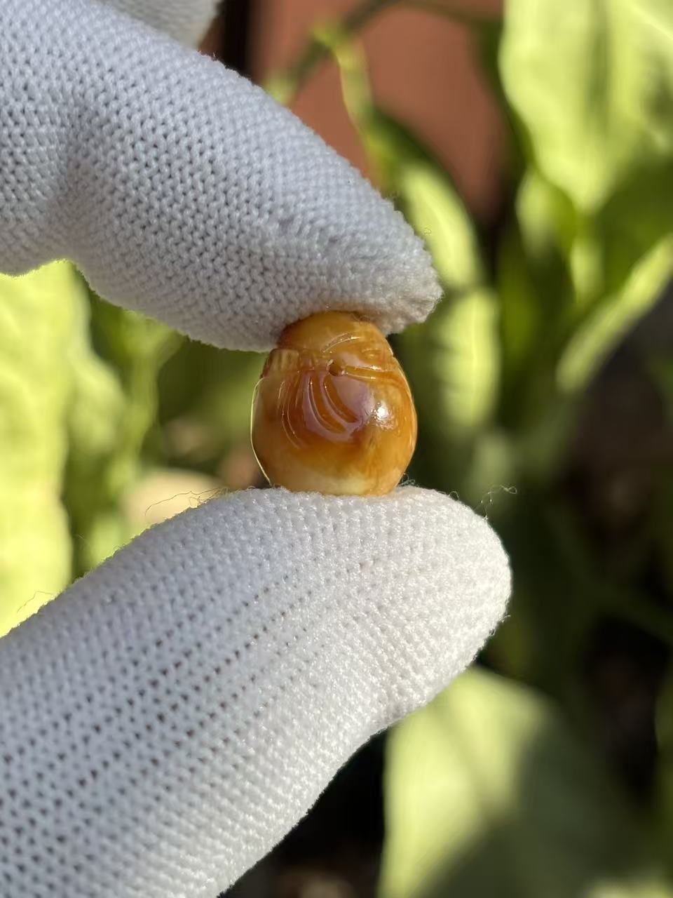 3923天然蜜蜡琥珀钱袋配饰11x14x8.8mm