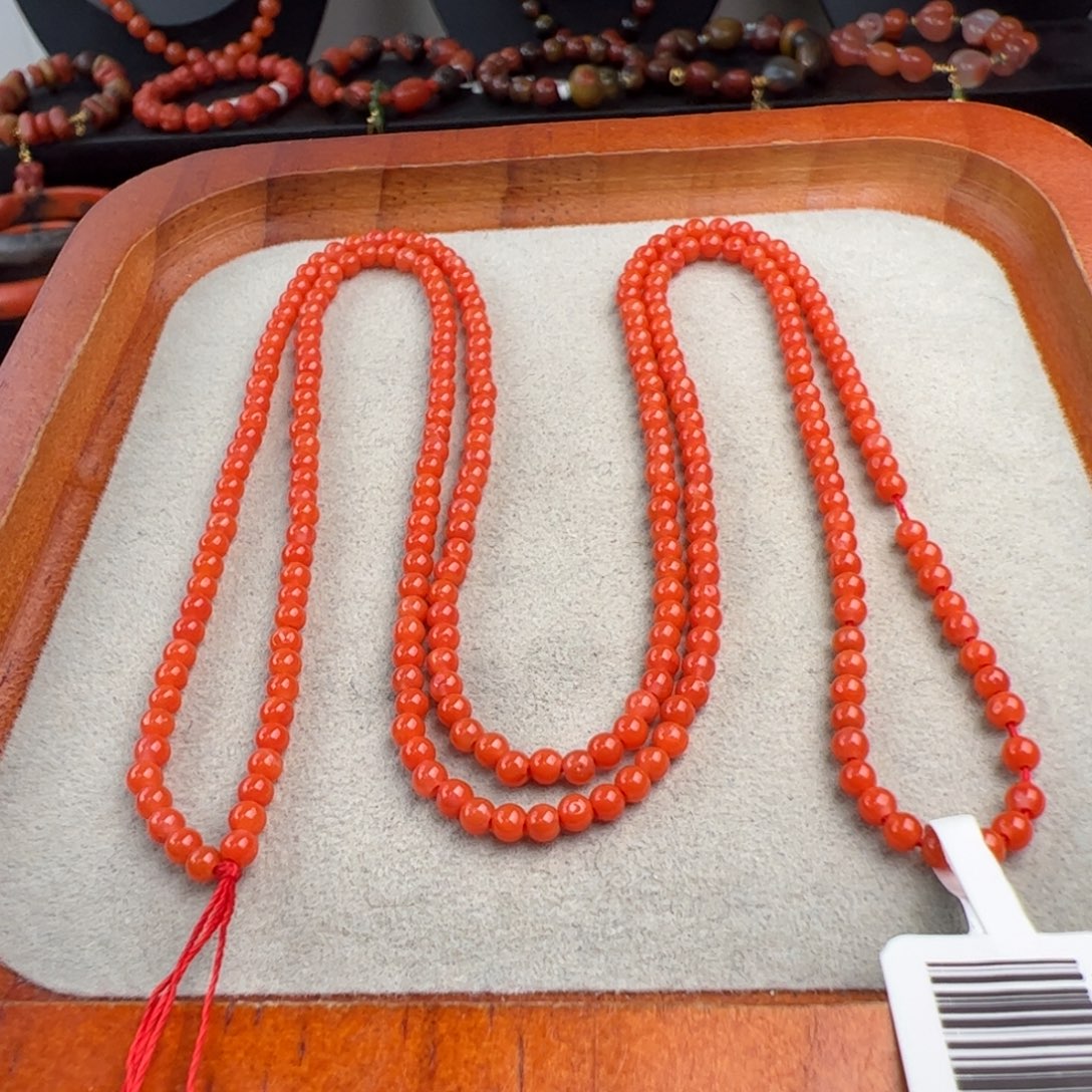 南红玛瑙未镶嵌（满肉小米珠长链2+）