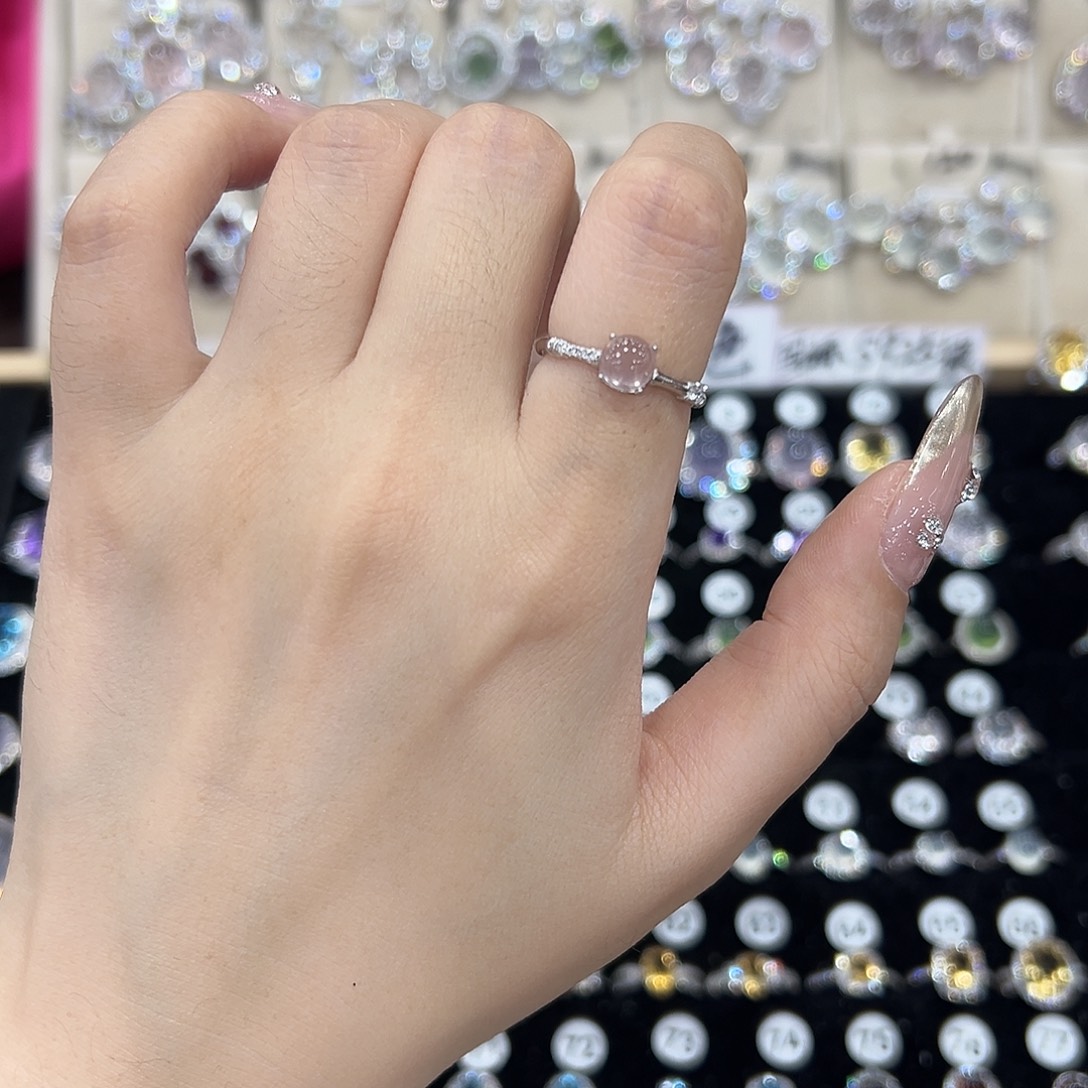 芙蓉石戒指银S925镶嵌