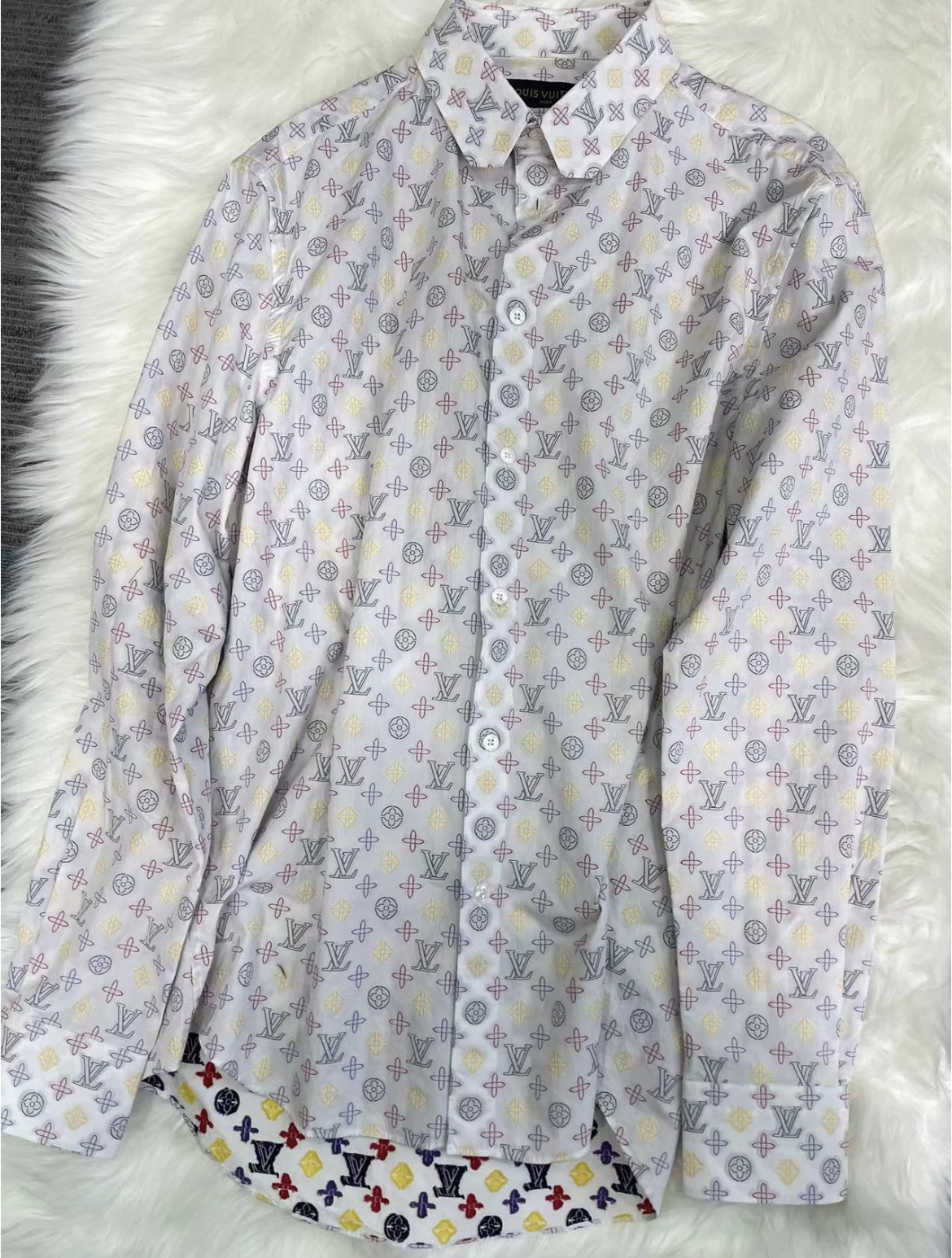 99新 LouisVuitton/路易威登  yy1131 棉 老花满印长袖衬衫 XS码