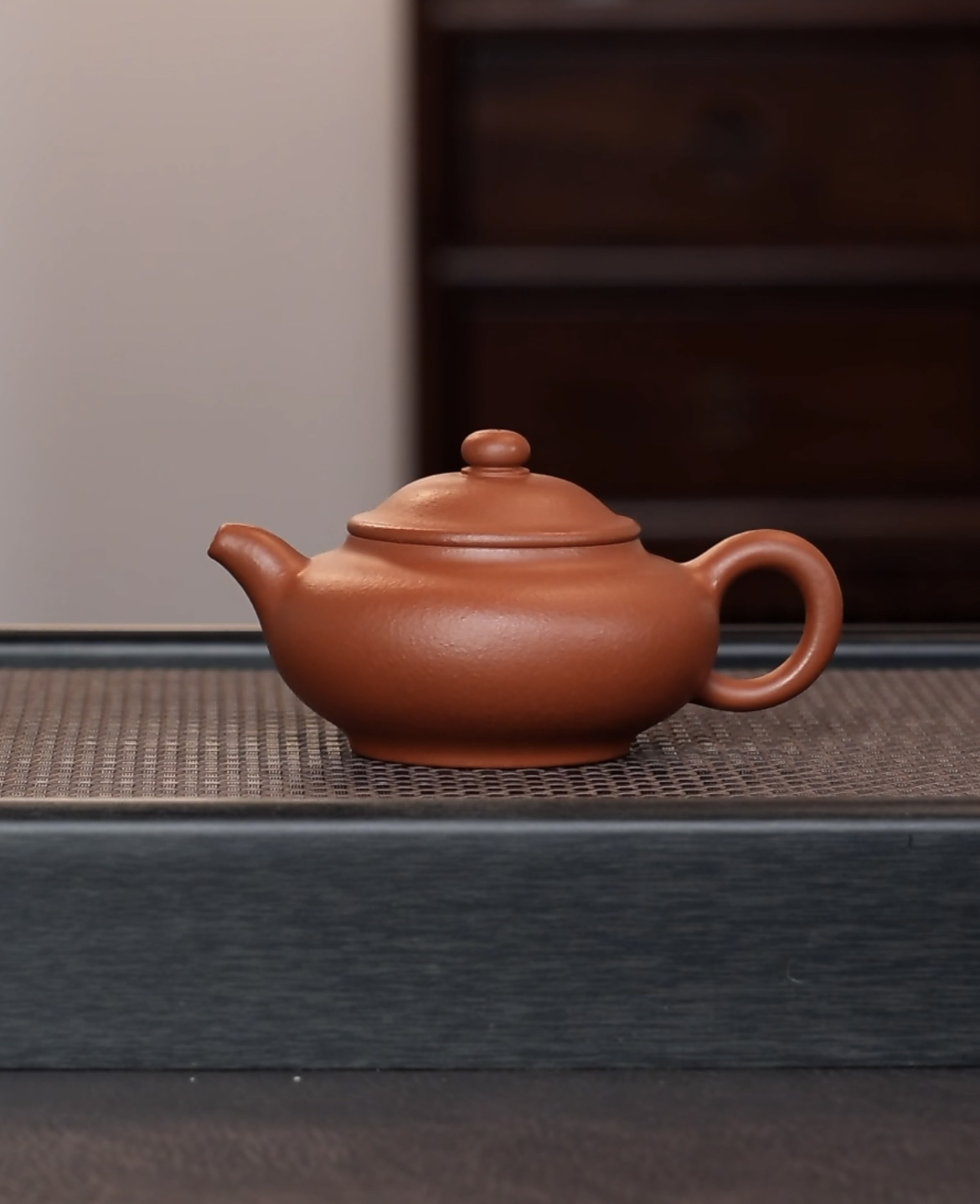矮潘紫砂壶，黄龙山朱砂，生砂生料160cc左右，杨才东全手工制作
