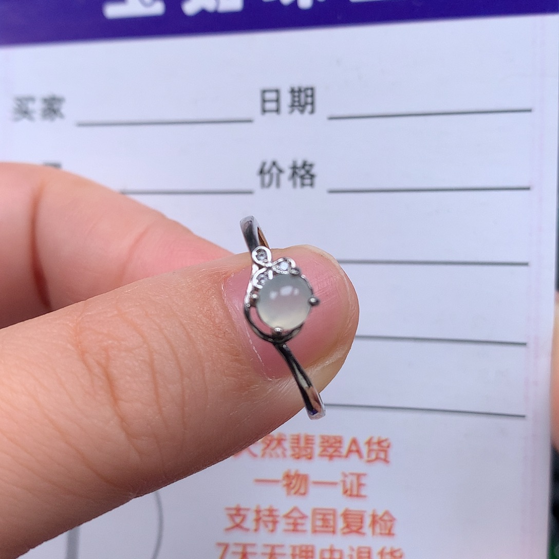 翡翠戒指银S925镶嵌戒指925