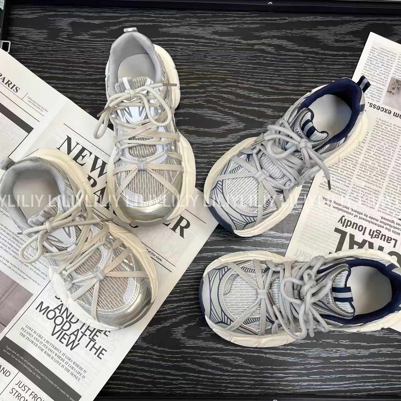 绑带老爹鞋女士休闲增高厚底时尚潮鞋秋季新款休闲运动鞋238