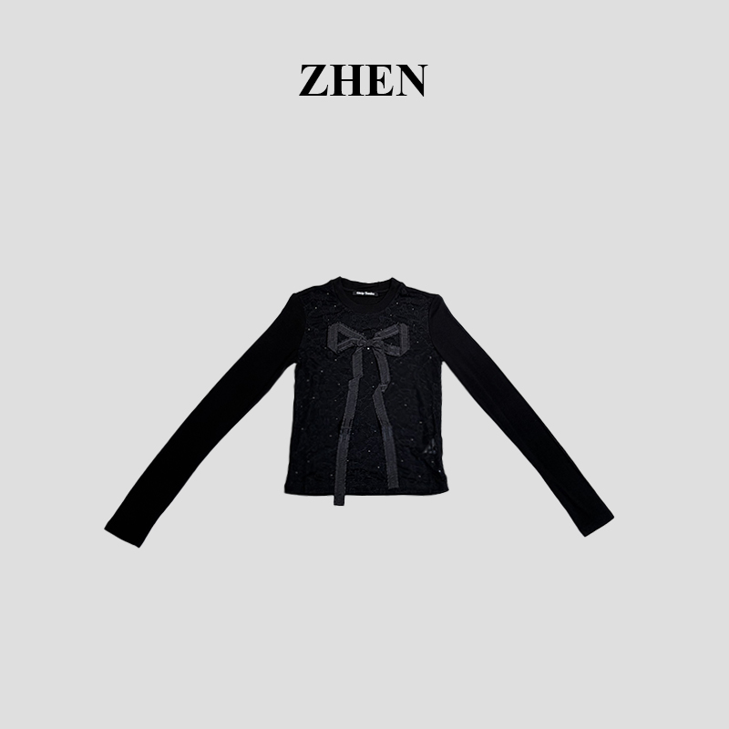 【ZHEN】25K02182 2025新款修身显瘦气质小众设计师款T恤打底