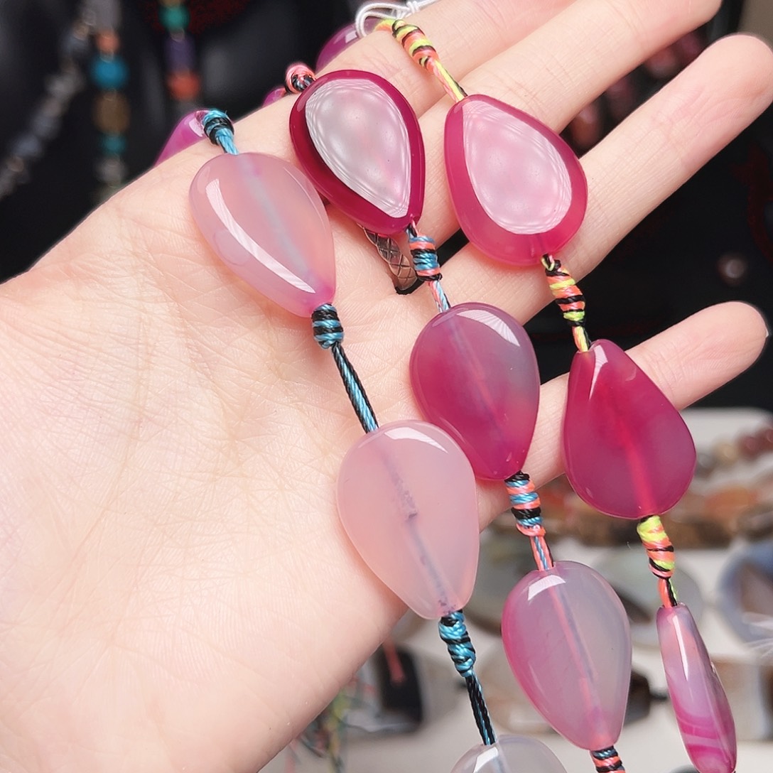 玛瑙/玉髓合金珠宝半成品x131。小水滴吊坠一条19mm