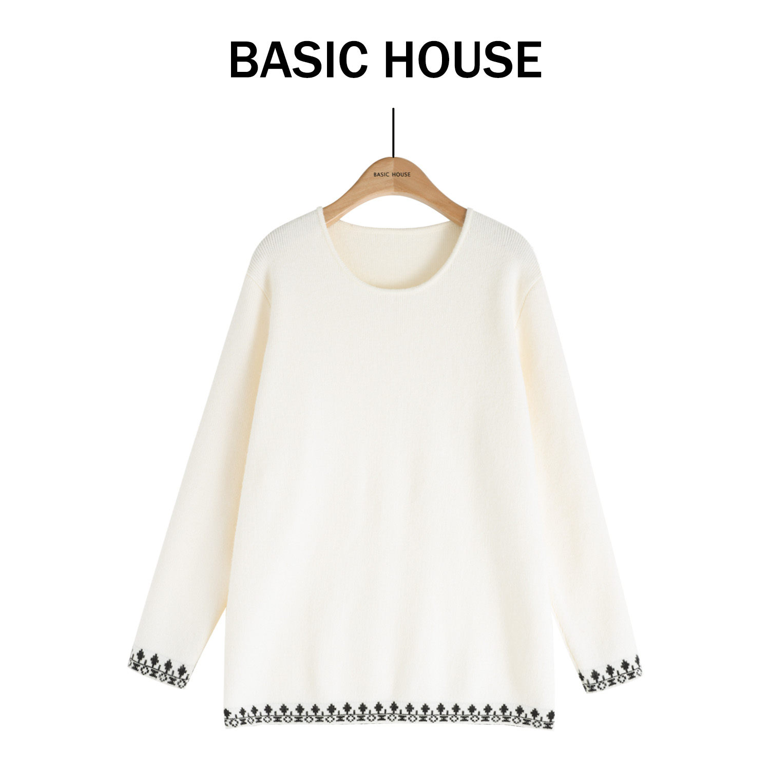 Basic House/百家好气质时尚休闲针织加厚毛衣B1385B536W2-2