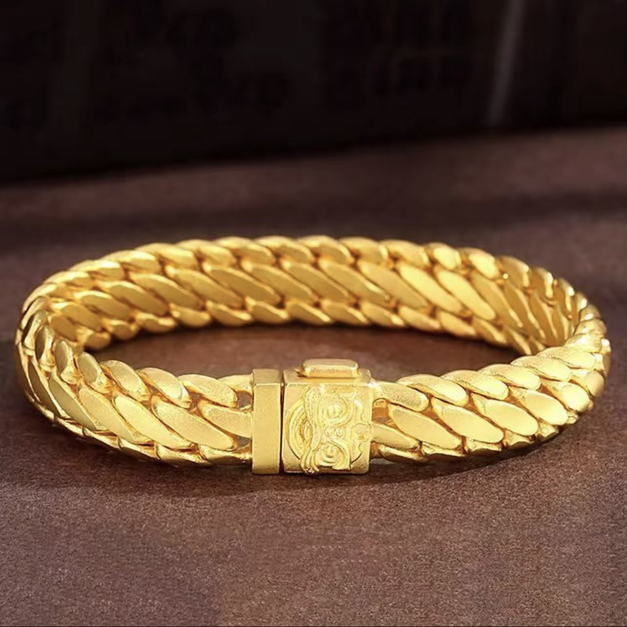 合金手链 【三马鞭】醒狮方扣男士款手链霸气浮雕时尚百搭饰品