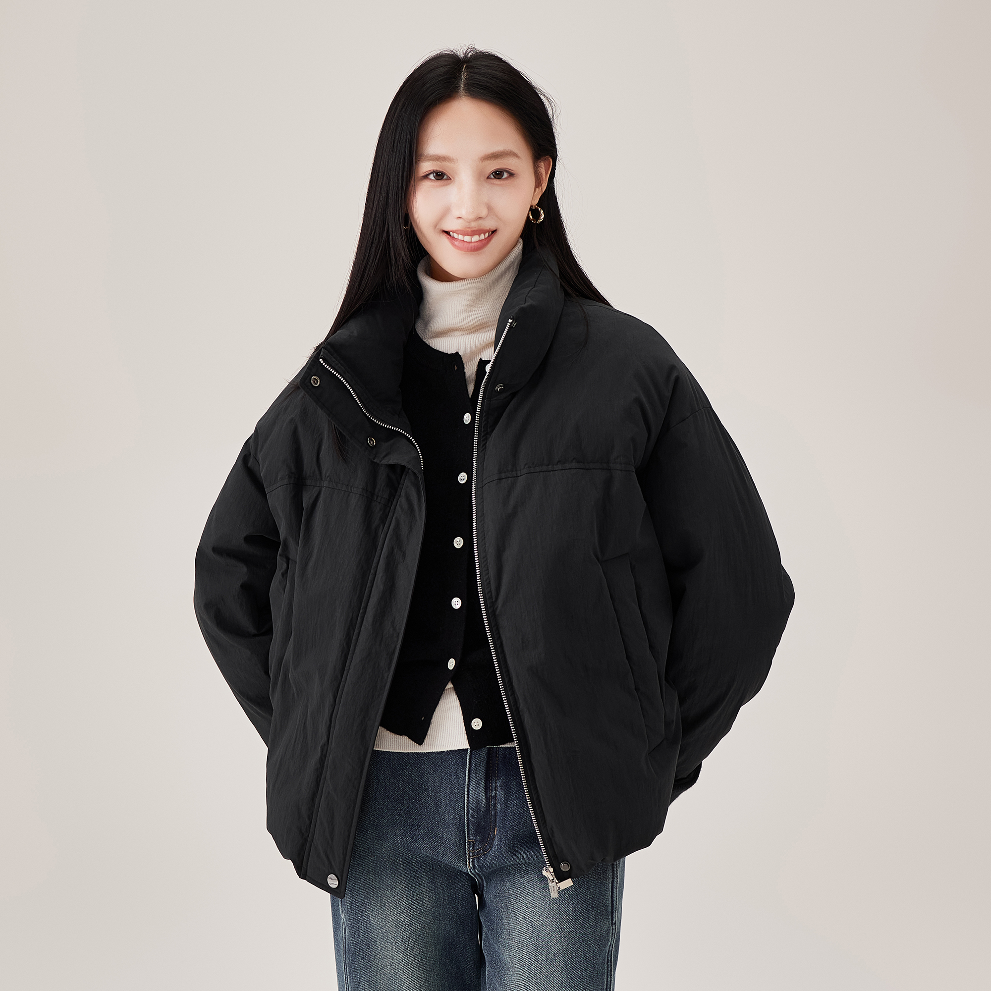 索菲丝尔2025冬季新款百搭宽松显瘦加厚保暖休闲羽绒服女545020