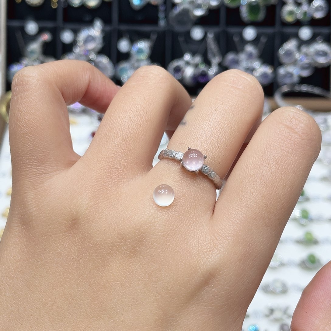 心***。岫玉银S925镶嵌戒指