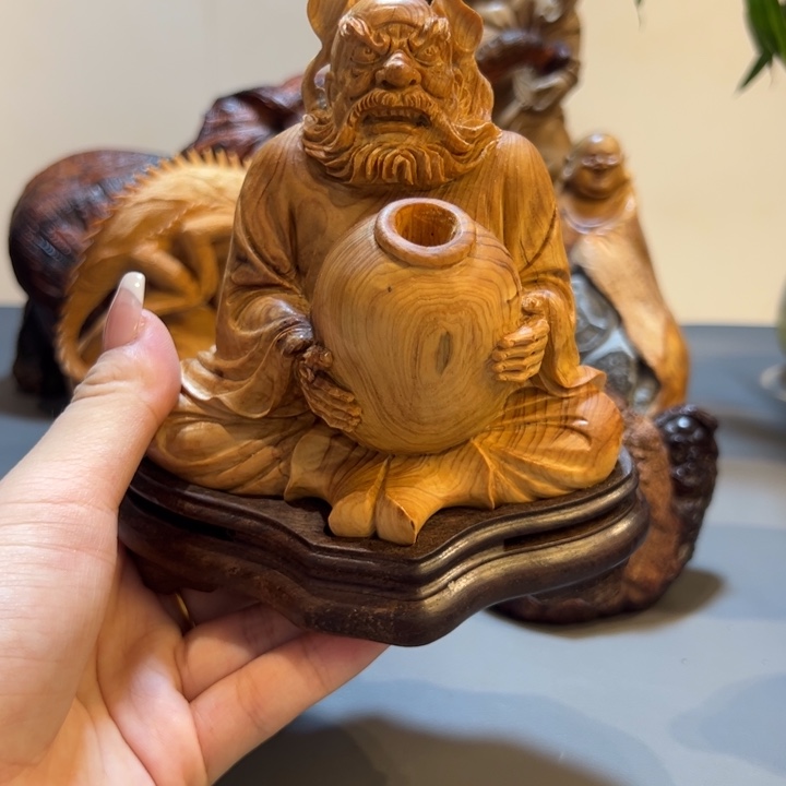 木崖柏钟馗香炉摆件