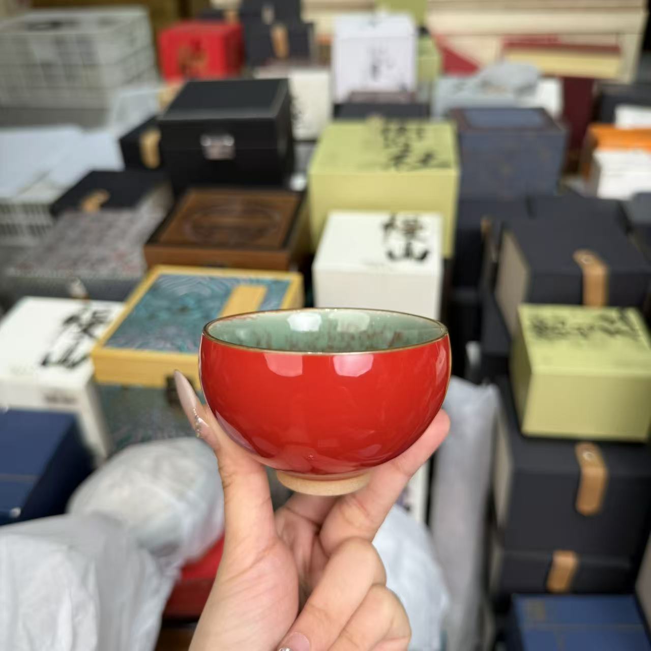 青瓷红釉主人杯 2274