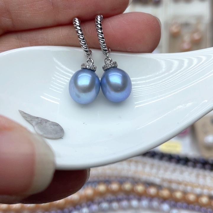 淡水珍珠耳饰银S925镶嵌