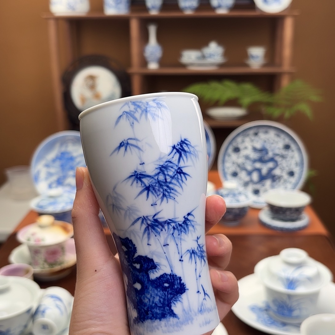 雄*?手工手绘竹子杯子
